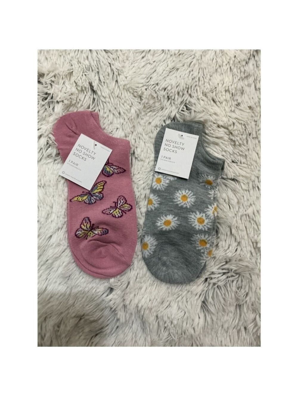 Kohl’s Women’s Novelty No Show Socks Set – Butterfly & Daisy Prints (NWT)